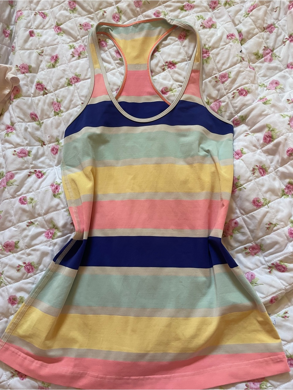 Vintage lululemon Striped Racerback Tank Top in Pastel Multi-Color